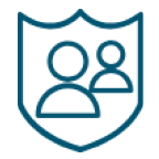 teal shield people icon
